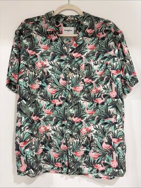 Goodfellow & Co Tropical Flamingo Button-Up Shirt - Pink, Green